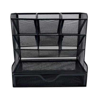 Organizador Nextep Malla Metalica para Escritorio Multi Secciones con Cajon