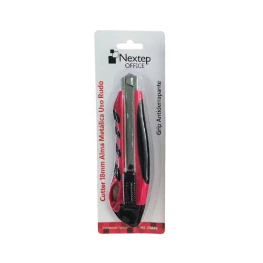 Cutter Plastico Nextep Uso Rudo Navaja 18mm Alma de Metal