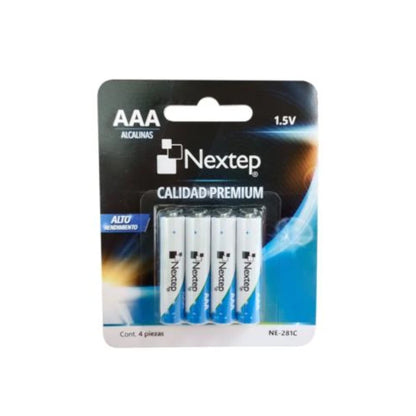 Pilas Nextep AAA Alcalinas LR03 1.5V c/4 Piezas