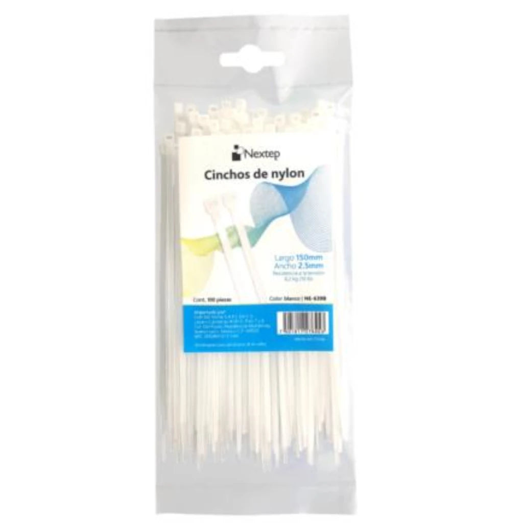 Cincho de Nylon Nextep 15cm x 2.5mm Blanco