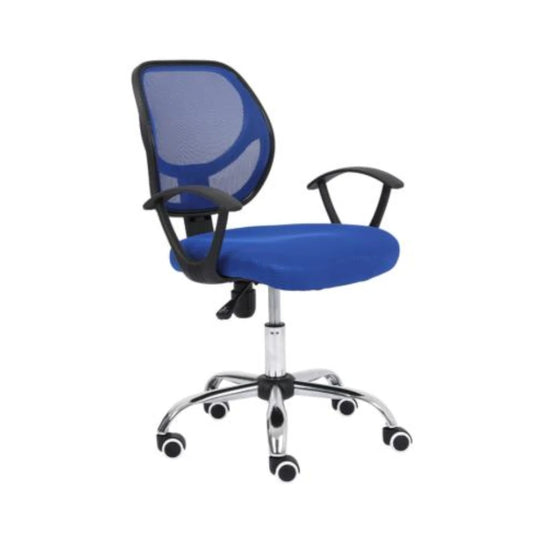 Silla Secretarial Nextep de Altura Ajustable Tela Azul Base Giratoria