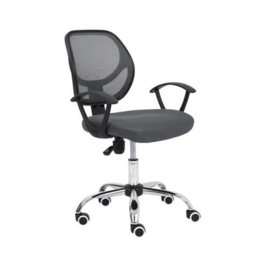 Silla Secretarial Nextep de Altura Ajustable Tela Gris Base Giratoria