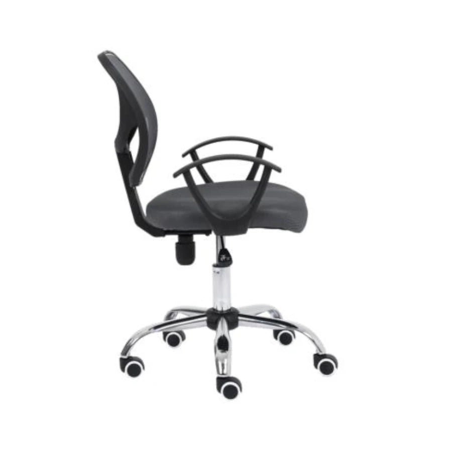 Silla Secretarial Nextep de Altura Ajustable Tela Gris Base Giratoria