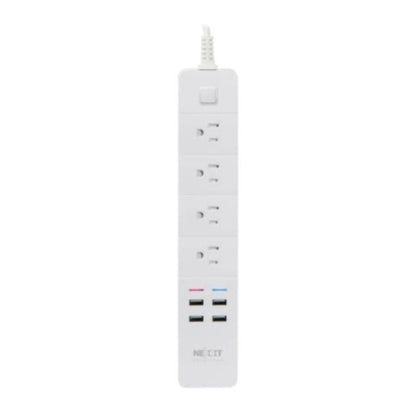 Barra Multicontacto Inteligente WiFi Nexxt Home Protector de Sobretensión con 4 tomacorrientes 4 puertos USB 1.8m Blanco