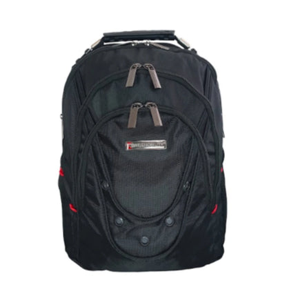 Mochila Swissmobility BEVERIN 17 3 cierres asa de acero reforzada piso de espuma múltiples bolsos internos color negro