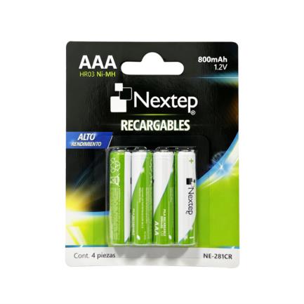 Pilas Nextep AAA Recargables HR03 NiMH 1.2V C/4 Piezas