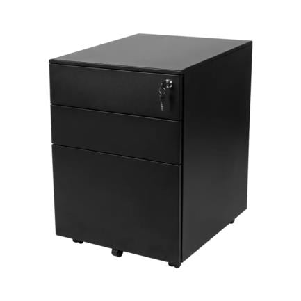 Cajonera Metalica Movil Nextep de Pedestal 3 Cajones con Cerradura Ensamblado Negro