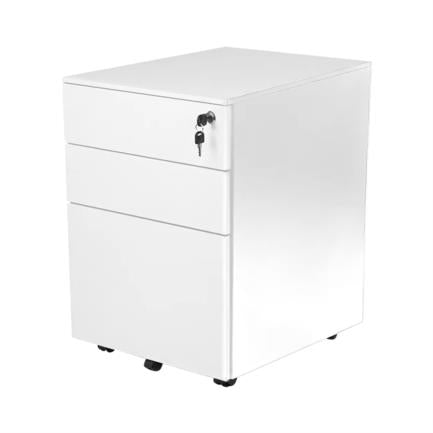 Cajonera Metalica Movil Nextep de Pedestal 3 Cajones con Cerradura Ensamblado Blanco