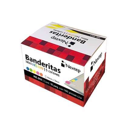 Banderitas Nextep Mini Neon 5 Colores 100 Piezas c/10