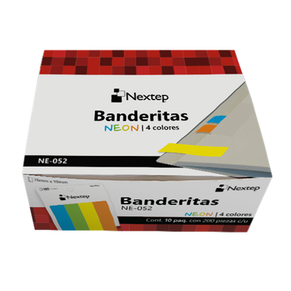 Banderitas Nextep Neon 4 Colores 200 Piezas c/10