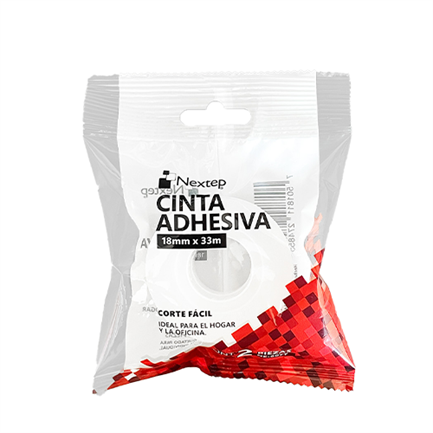 Cinta Nextep Adhesiva Corte Fácil 18 mm x 33 mts Bolsa c/2