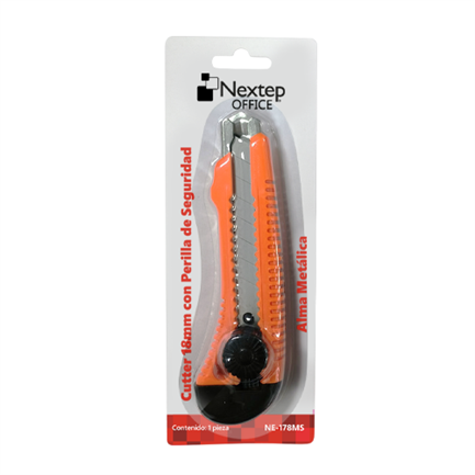 Cutter Plástico Nextep Grande Navaja 18mm Alma de Metal y Perrilla Seguridad