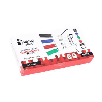 Marcadores Nextep para Pizarron Blanco Economico Juego 4 Colores Punta Fina Redonda 2.5mm