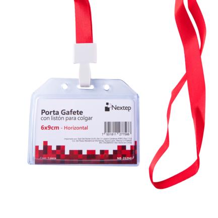 Porta Gafete Horizontal Nextep 6x9cm con Liston para Colgar C/12