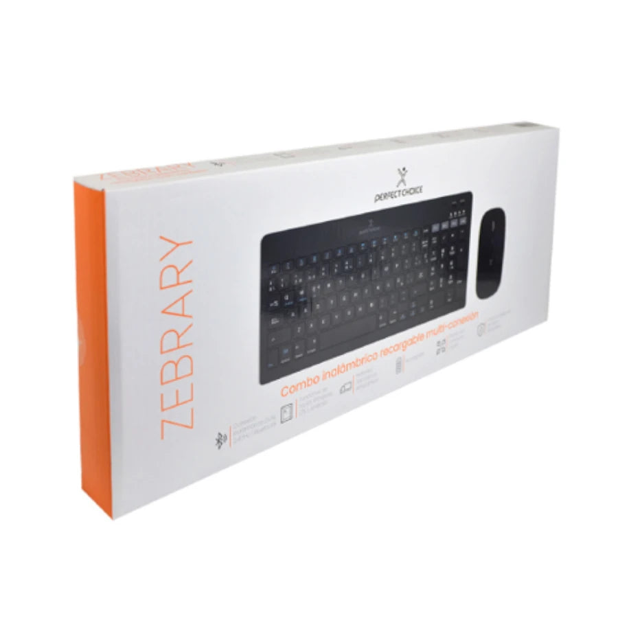 Kit Perfect Choice Teclado+Ratón 2.4Ghz+Bluetooth Recargable USB-C/USB-A Zebrary Negro