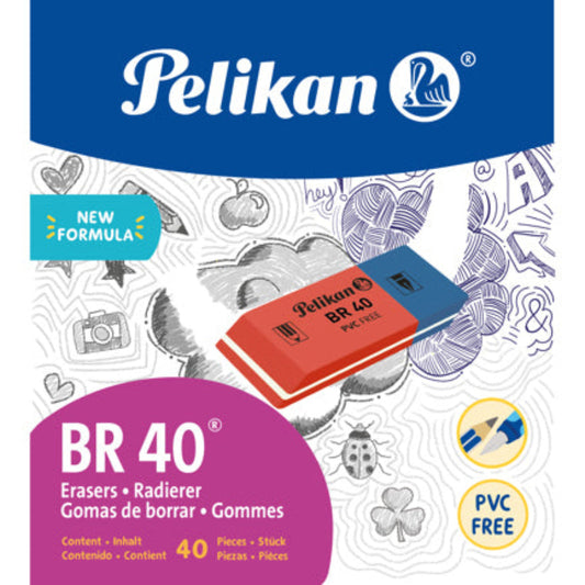 Borrador Pelikan Tipo Plastica Libre de PVC para Borrador de Grafito y Tinta C/40