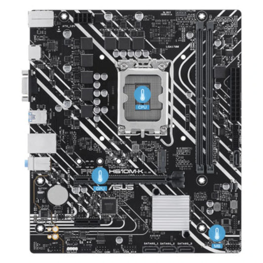 Tarjeta Madre Asus PRIME H610M-K 2xDDR5 96GB 5600Mhz HDMI VGA PCIe 4.0 M.2 S 1700 12th 13th 14th Gen mATX