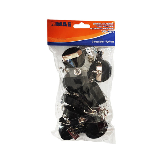 Porta Gafetes Mae Tipo Yoyo Negro Solido C/10