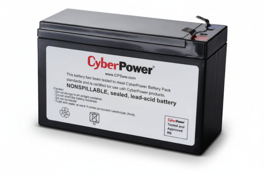 Batería Cyberpower Certificada de Reemplazo 12V/7.2AH Incluye Empaque para Transporte de Batería Usada