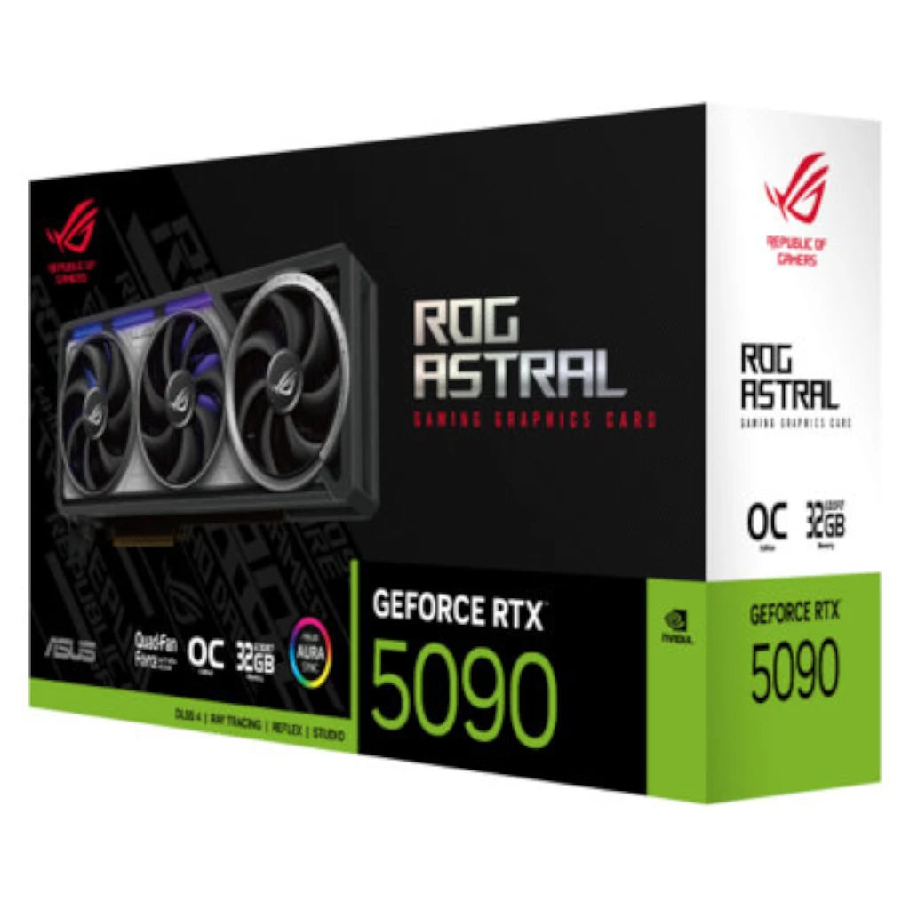 Tarjeta Video Asus ROG Astral GeForce RTX5090 OC 32GB Quad Fan ARGB GDDR7 PCIe 5.0 2xHDMI 3xDP