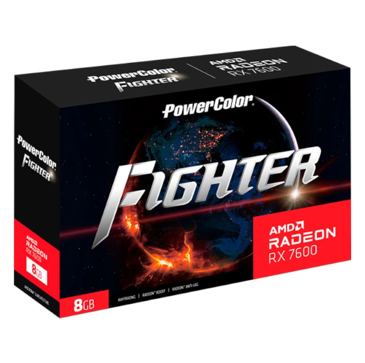 Tarjeta de Video AMD PowerColor Fighter Radeon RX7600 8GB Dual Fan GDDR6 PCIe 4.0 128-bit 1xHDMI 3xDP