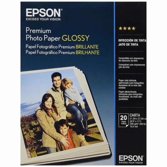 Papel epson 8.5"x11" fotografico premium satinado c/20