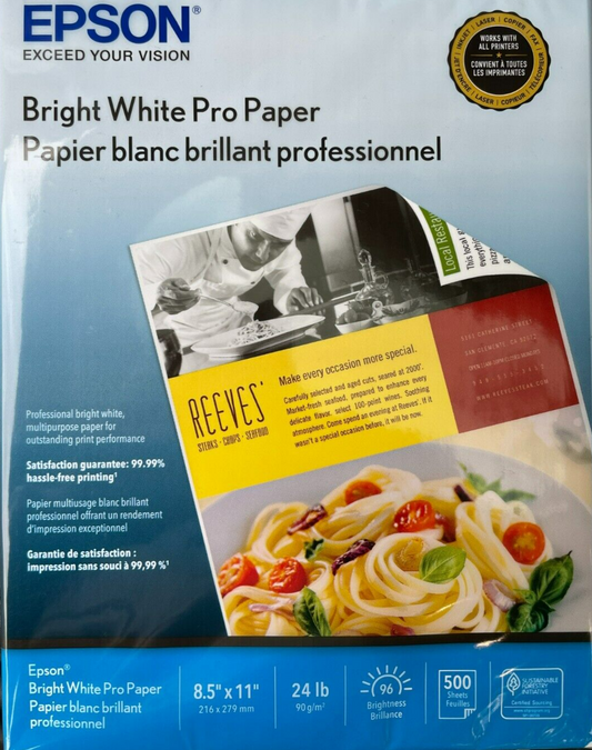 Papel epson 8.5"x11" extra blanco alta calidad dpi720 c/500