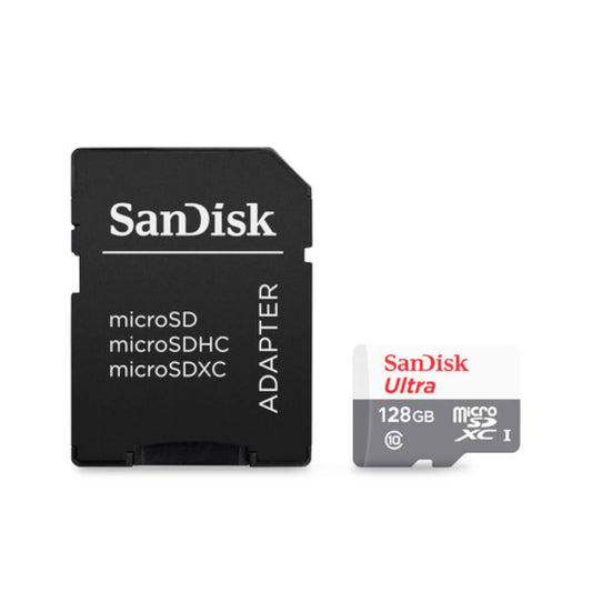 Memoria Micro SD SanDisk Ultra 128GB Micro SDXC UHS-I Clase 10 C/Adaptador Color Gris Blanco SDSQUNR-128G-GN3MA