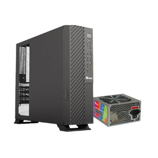 Gabinete Oficina Keelan Slim ITX Stylos 2xUSB 1.0 1xUSB 3.0 puerto 3.5mm línea roja con fuente de poder 550W