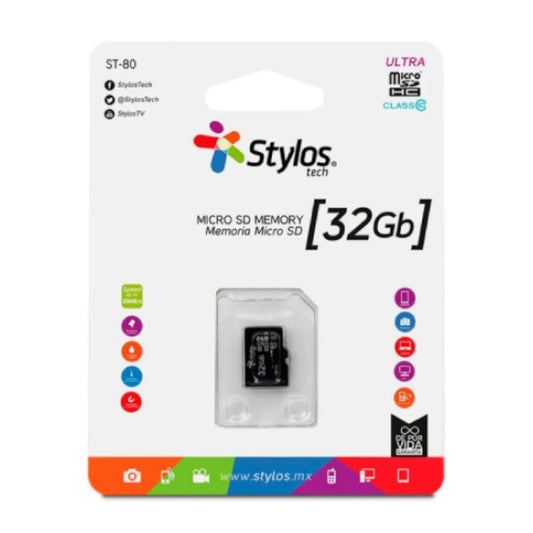 Memoria Stylos MicroSD 32GB Clase 10 sin adaptador Negro