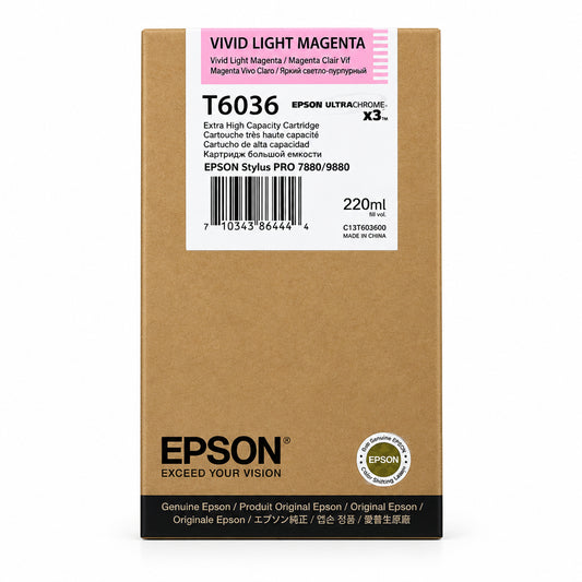Cartucho Tinta Epson Magenta Claro Vivido T603B00 220ml Stylus Pro 7880 9880