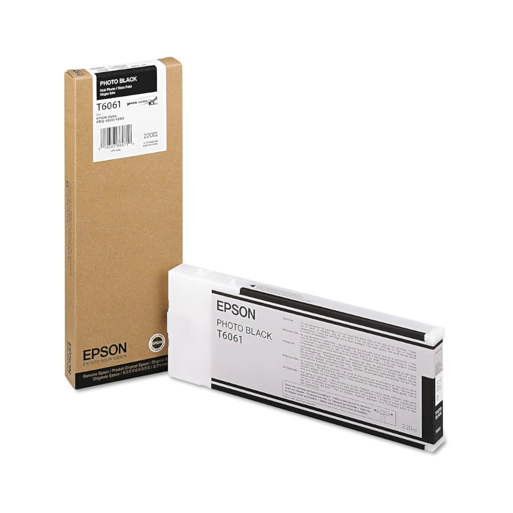 Cartucho de tinta Epson T6061 UltraChrome K3 negro foto de 220 ml para impresoras Stylus Pro 4800 y 4880