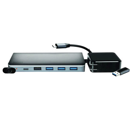 HUB TECHZONE SILVERY 1A DOCKING STATION BULK 13 EN 1 CON ALTA VELOCIDAD MULTIPUERTO HDMI 4K INCLUYE ADAPTADOR  DE CA/CC