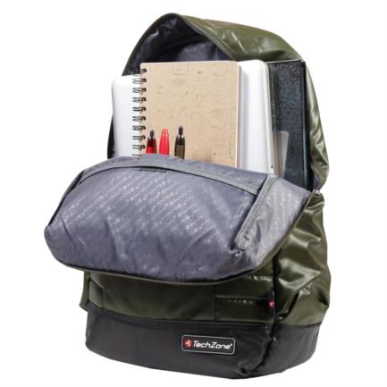 Mochila Techzone Waterproof para Laptop Color Verde-Gris y Negro