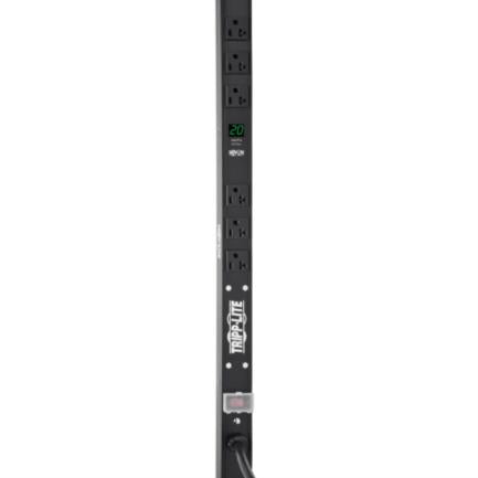 Barra PDU Tripp Lite Monofásico 2kW con Medidor Digital Local 6 Tomacorrientes Adaptador L5-20P/5-20P Vertical 61cm