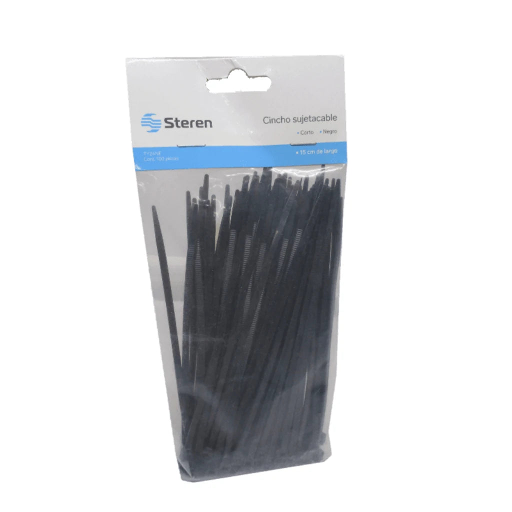 Bolsa De 100 Cinchos Steren Negros 3.6x150mm