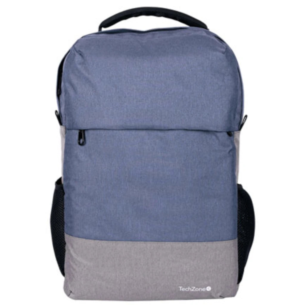Mochila Strong Azul Techzone Oscuro Portalaptop 15 6 Pulgadas Conector USB Externo Cierres Metalicos Autorreparables