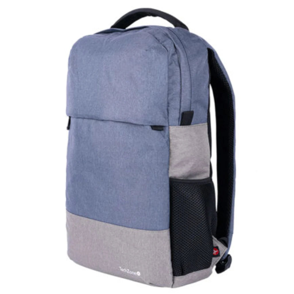 Mochila Strong Azul Techzone Oscuro Portalaptop 15 6 Pulgadas Conector USB Externo Cierres Metalicos Autorreparables