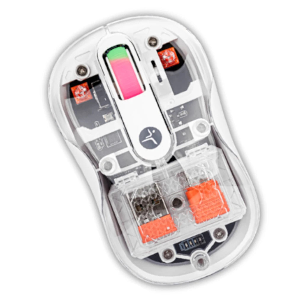 Mouse Techzone Ghost White Transparente Inalambrico Click Silencioso 1200 1600 2400 DPI USB/USB C RGB