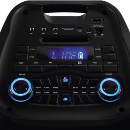 Bafle Vorago KSP-600 Bocina Doble 10" 80W Micrófono Inalámbrico y Control Remoto DSP/TWS/FM/USB/SD/BT