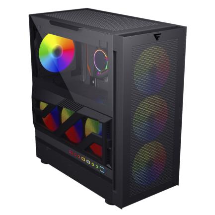 Gabinete Game Factor CSG800 ATX Vidrio Templado Interacción Lateral con RGB USB 2.0/3.0 Color Negro