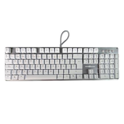 Teclado Mecánico Vorago Game Factor KBG400 Rainbow Switch Rojo USB Color Blanco