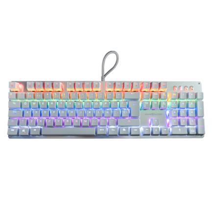 Teclado Mecánico Vorago Game Factor KBG400 Rainbow Switch Rojo USB Color Blanco