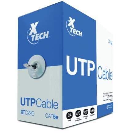 Cable UTP Cat5e. Calibre 24 AWG. Aluminio recubierto de cobre XTech XTC-220 - Longitud 305m