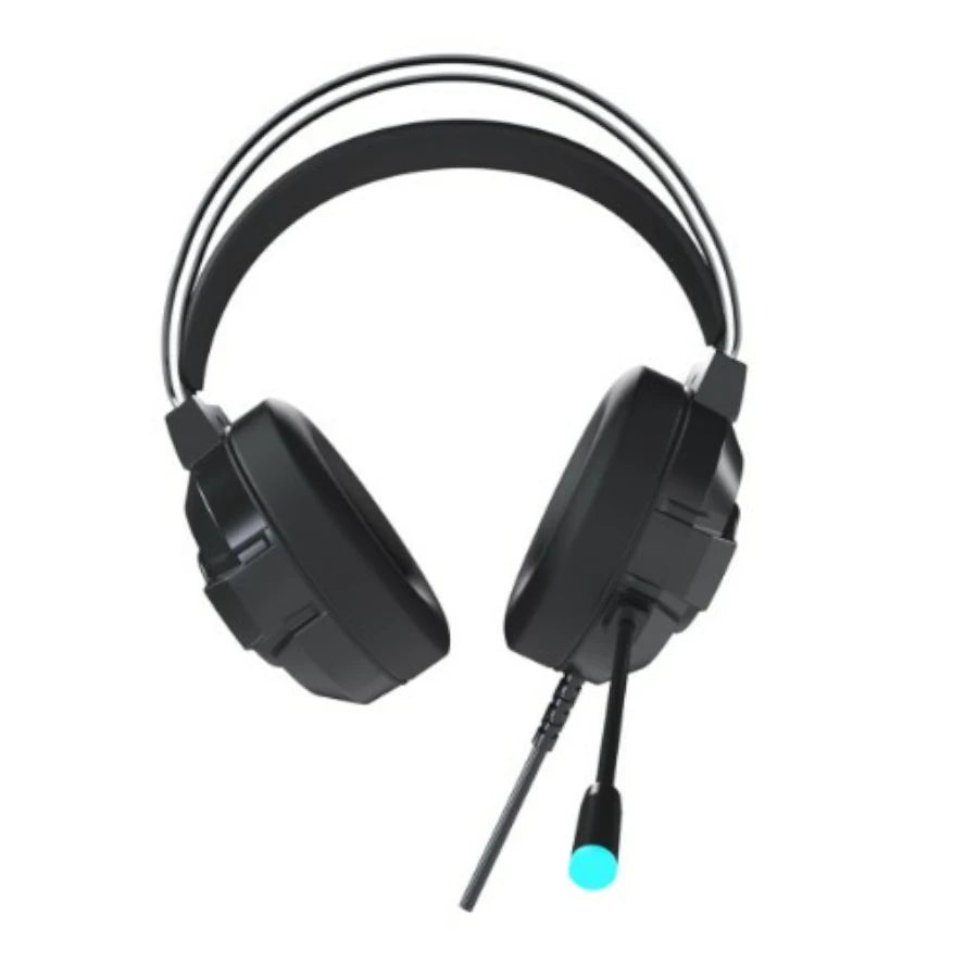 Audifonos gaming LED cableados XTech Morrigan XTH-565 - Conexion de 3.5 mm y USB - Color Negro