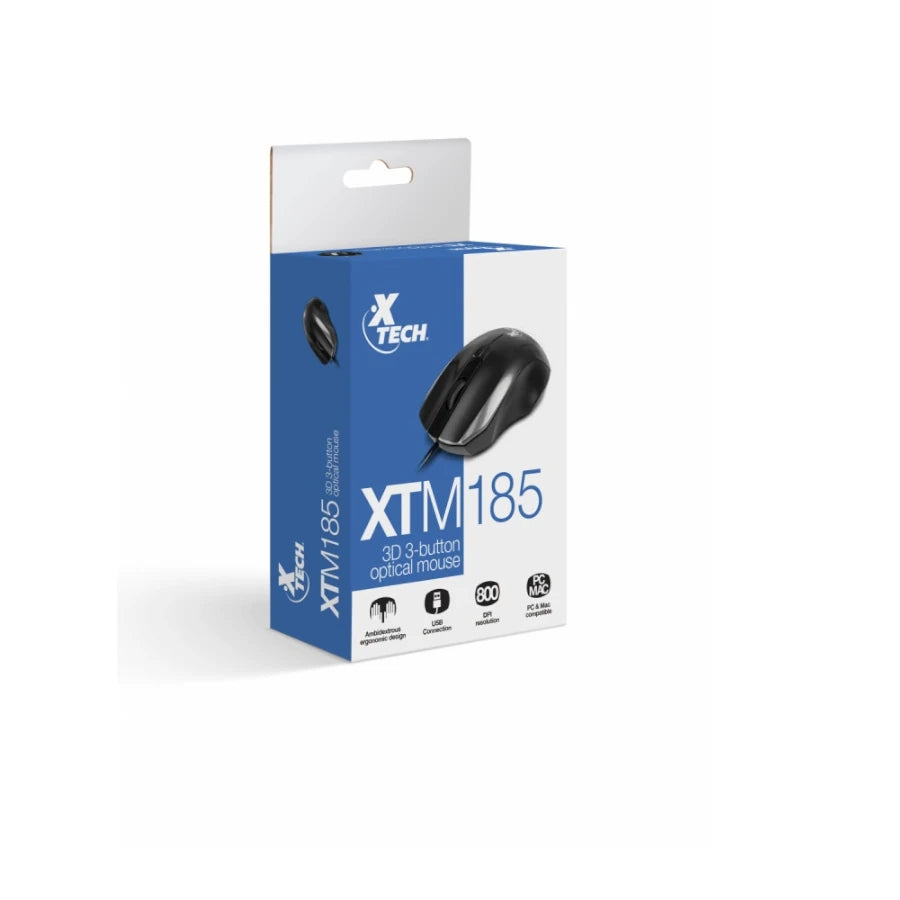 Mouse optico XTech XTM-185 - Conexion USB - Color Negro