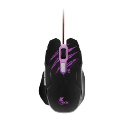 Mouse gaming LED cableado XTech Lethal Haze XTM-610  Sensor Optico  6 botones  800 1200 2400 3200 DPI