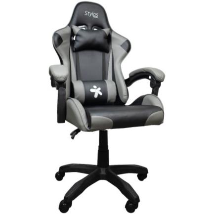 Silla Stylos Gamer Brazo Ajustable Color Negro-Gris