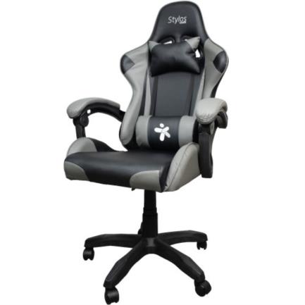 Silla Stylos Gamer Brazo Ajustable Color Negro-Gris