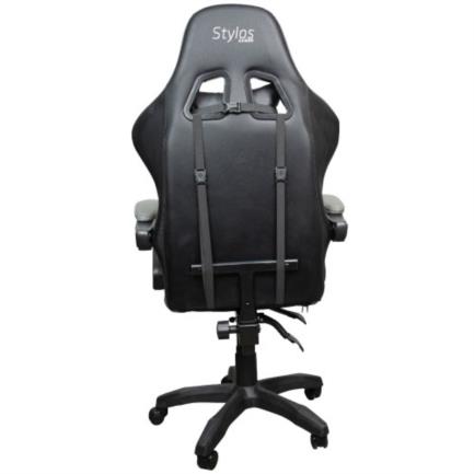 Silla Stylos Gamer Brazo Ajustable Color Negro-Gris